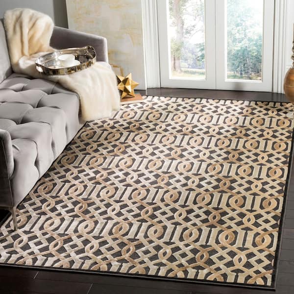 Paradise 4 ft. x 5 ft. Dark Gray Modern Classic Interlocking Trellis Area Rug