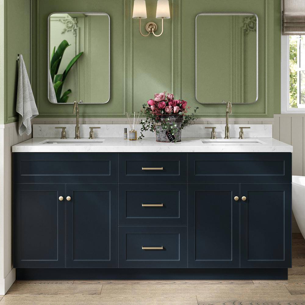 Midnight Blue 72" Double Sink Freestanding Wood Vanity Cabinet