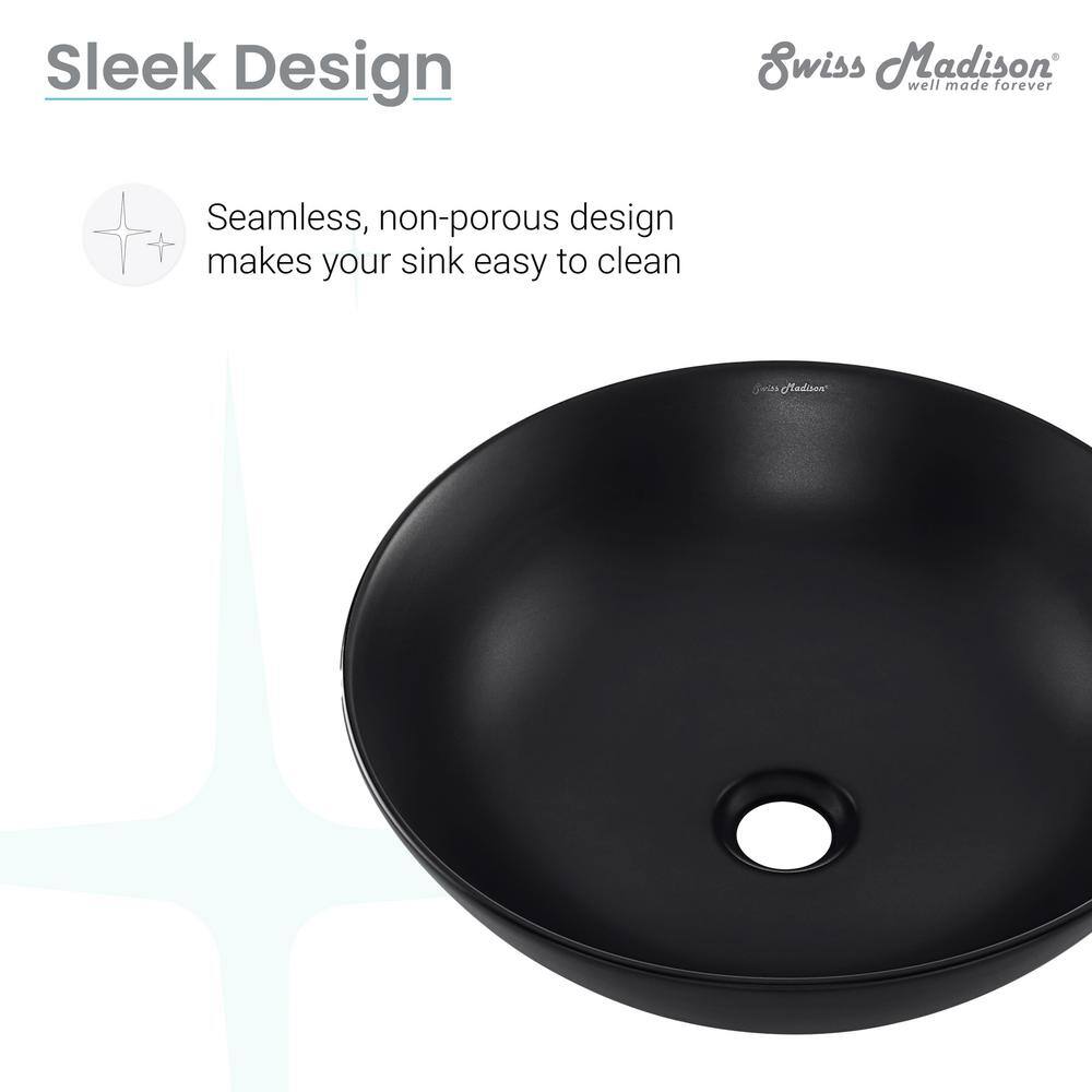 Matte Black Ceramic 15.3" Round Above-Counter Sink