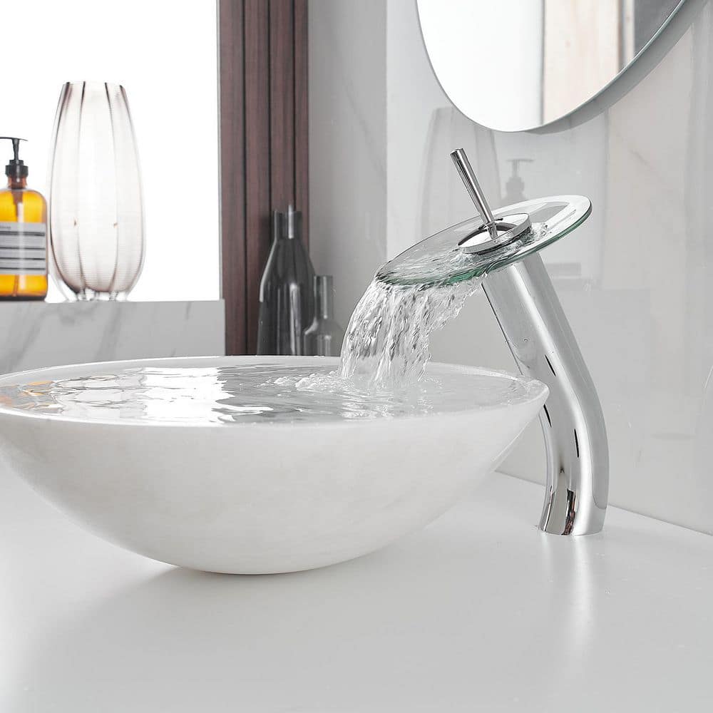 Polished Chrome Waterfall Single Handle Vessel Sink Faucet