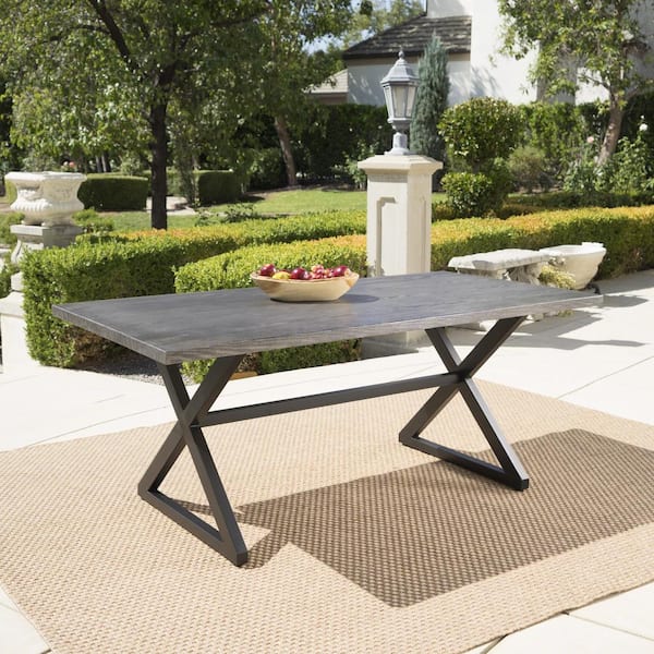 Rolando Grey Metal Outdoor Patio Dining Table