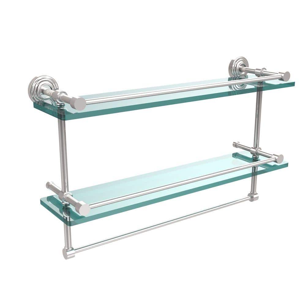 Allied Brass 22 in. L x 12 in. H x in. W 2-Tier Gallery Clear Glass  Bathroom Shelf with Towel Bar in Polished Chrome WP-2TB/22-GAL-PC The  Home Depot