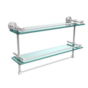 22 in. L x 12 in. H x 5 in. W 2-Tier Gallery Clear Glass Bathroom Shelf with Towel Bar in Polished Chrome