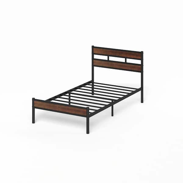Zinus Roman Brown Bamboo and Metal Twin Platform Bed Frame