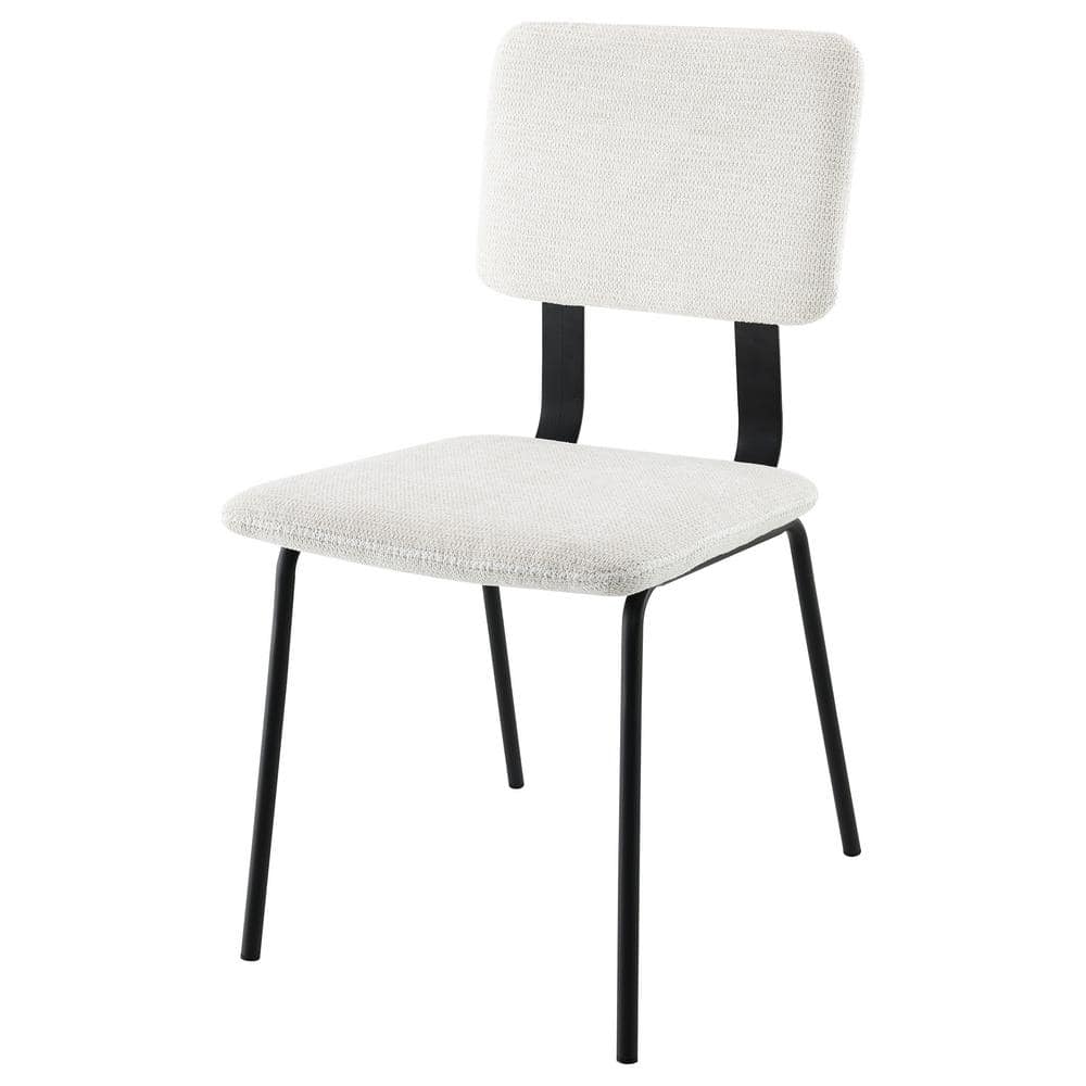 Black and White Upholstered Ladderback Side Chair Set with Metal Base