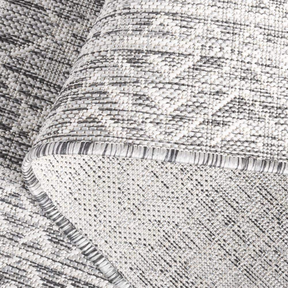 Frazier Geometric Gray Wool and Cotton Area Rug, 8' x 10'