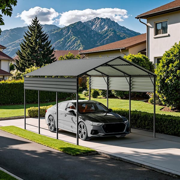 10 ft. W x 15 ft. D Carport Metal Car Canopy and Shelter