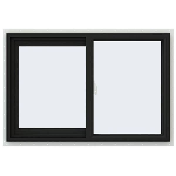 JELD-WEN 36 in. x 24 in. V-2500 Series Bronze Exterior/White Interior FiniShield Vinyl Left-Handed Sliding Window w/Mesh Screen