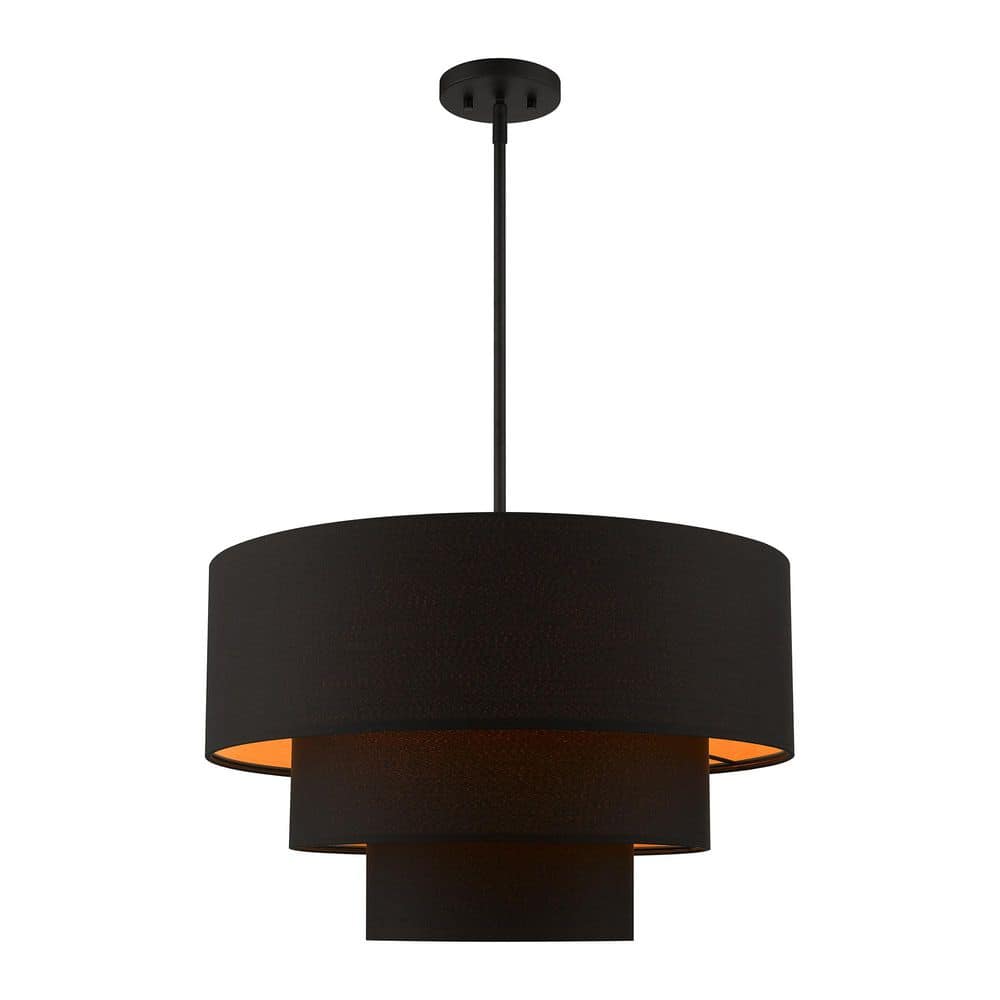 Clearbrook 60-Watt 4 Lights black Shaded Pendant Light with fabric Shade, No Bulbs Included price history on PriceWatchPro