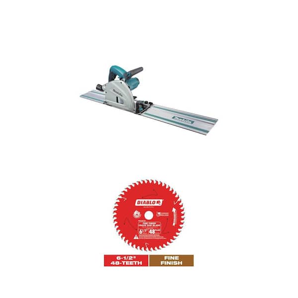 12 Amp 6-1/2 in. Corded Plunge Saw with 55 in. Guide Rail, 48T Blade and 6-1/2 in 48-Tooth Track Saw Blade