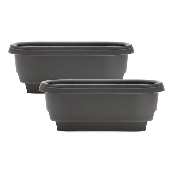 Bloem 24 In Charcoal Deck Rail Plastic Planter 2 Pack DCB DKRMIX2   Charcoal Bloem Plant Pots Dcb Dkrmix2 64 600 