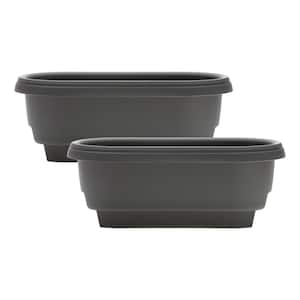 24 in. Charcoal Deck Rail Plastic Planter (2-Pack)