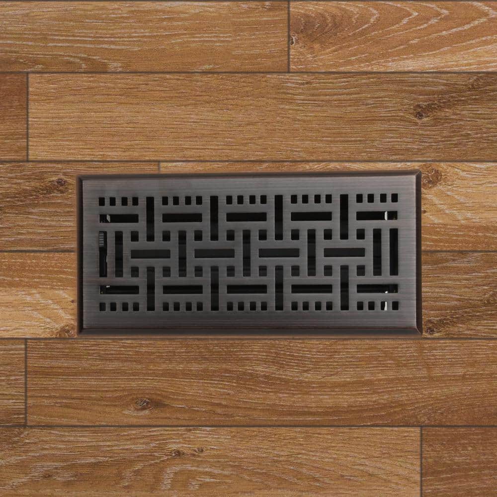 Oil Rubbed Bronze 4"x10" Steel Floor Register with Trap Net