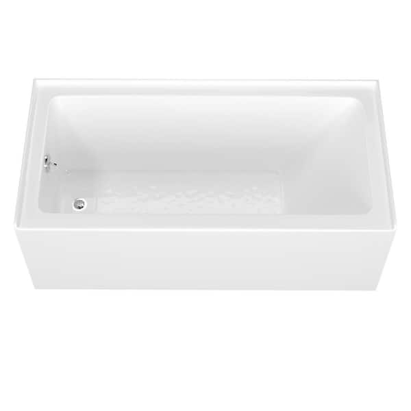 60 in. x 30 in. Alcove Skirt Soaking Bathtub Acrylic Bathroom Soaking Rectangular Bath Tub with Left Drain in White