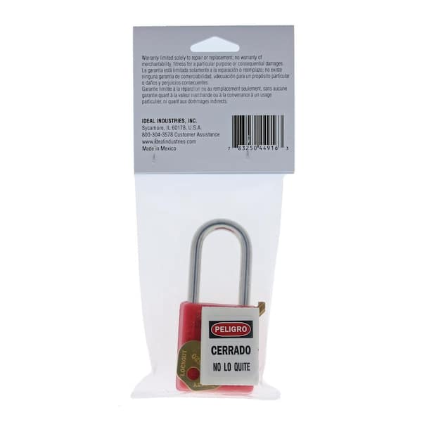 IDEAL 1-1/2 in. Shackle Safety Lockout Padlock with Key, Red 44