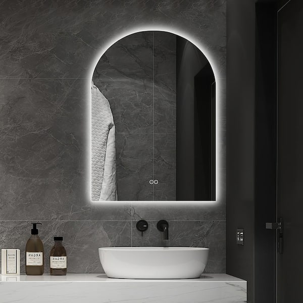 Dovelina 24 in. W x 31 in. H Arched Frameless Wall-Mounted Anti-Fog LED Light Bathroom Vanity Mirror