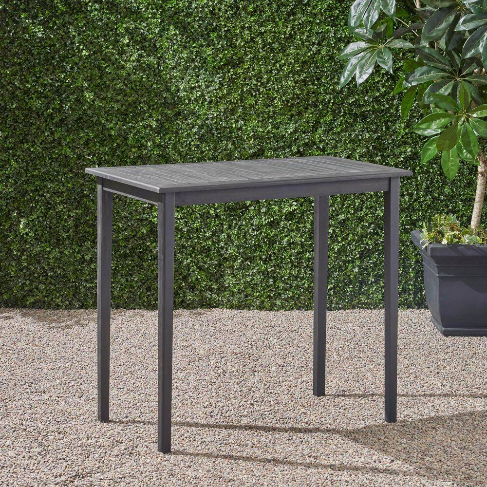 Elegant Acacia Wood Outdoor Bar Table in Dark Gray