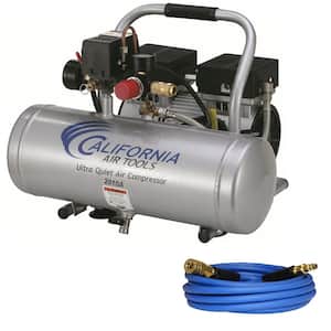 2010AH Ultra Quiet OilFree 1Hp 2Gal Aluminum Electric Air Compressor with 25' Hose with 2 1/4" Industrial Quick-Connects