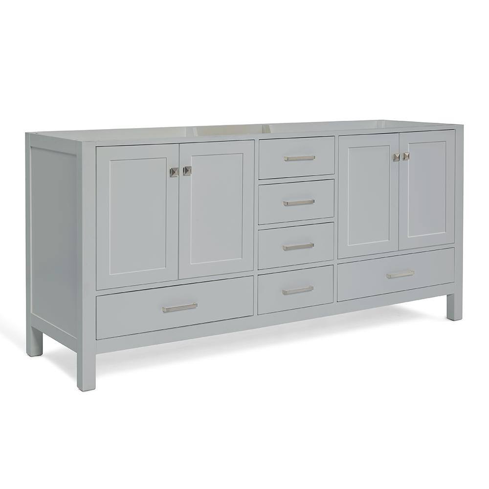 Cambridge 72" Grey Solid Wood Double Freestanding Vanity Cabinet