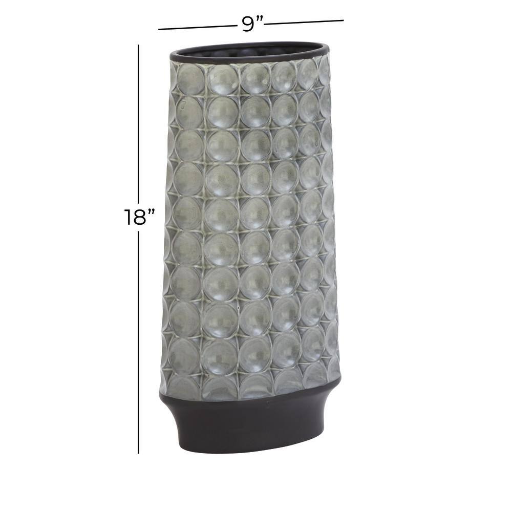 Silver Geometric Pattern Ceramic Decorative Vase