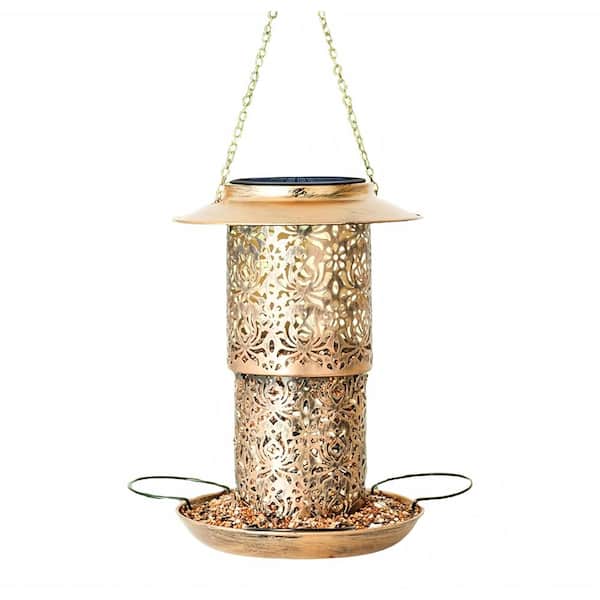 Phewnyzo Bronze Outdoor Hanging Metal Waterproof Bird Feeder Beaty Birthday Gift for Women Mom Grandma and Bird Lovers