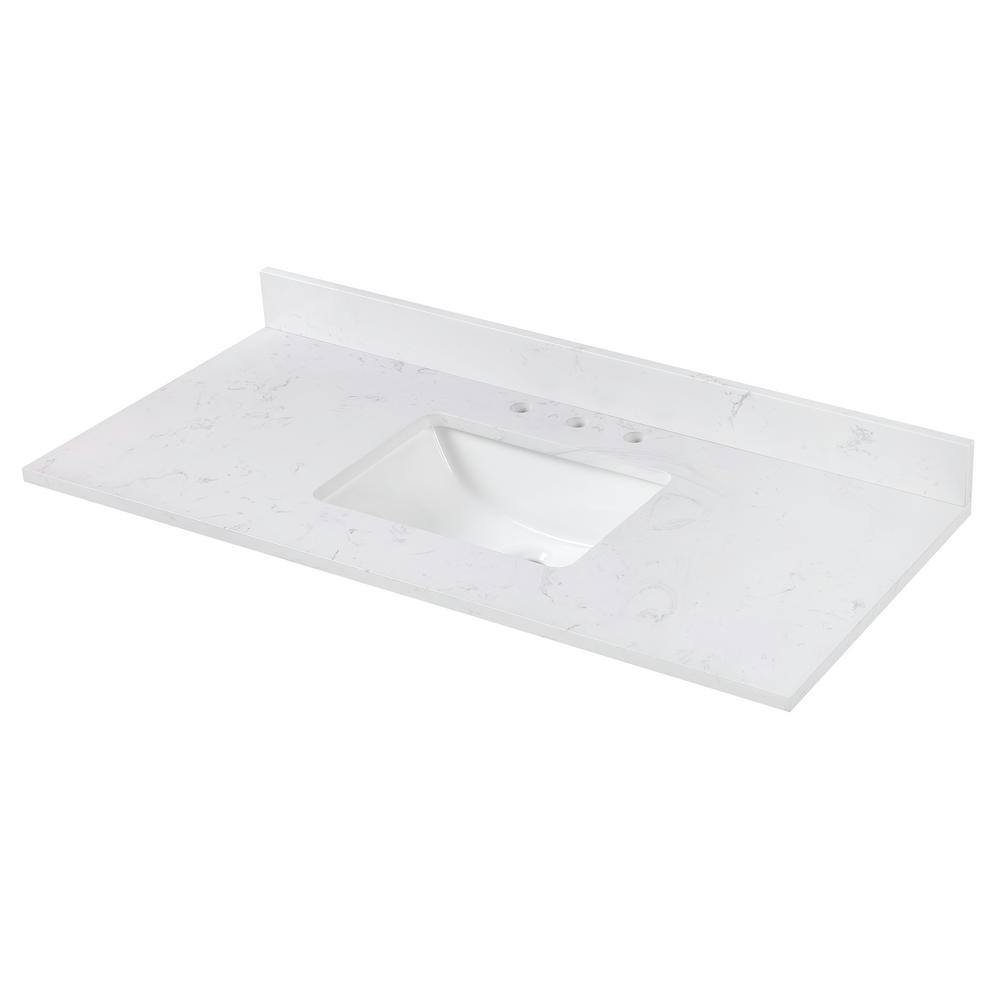 Cala White 49'' Engineered Stone Vanity Top with Sink