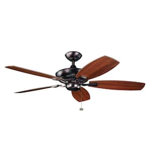 Canfield 52 in. Indoor Oil Brushed Bronze Downrod Mount Ceiling Fan with Pull Chain for Bedrooms or Living Rooms