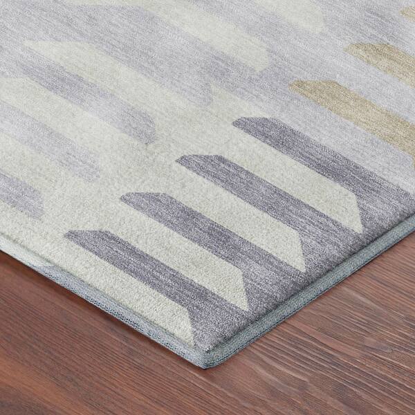 Mayfield Premium Machine Washable Abstract AMF2328 Lavender 3 ft. x 5 ft. Area Rug