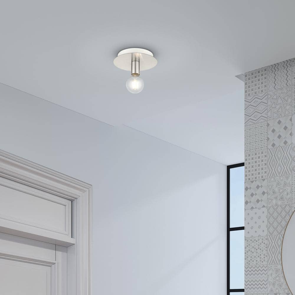 Brushed Nickel 8" Indoor/Outdoor Flush Mount Light