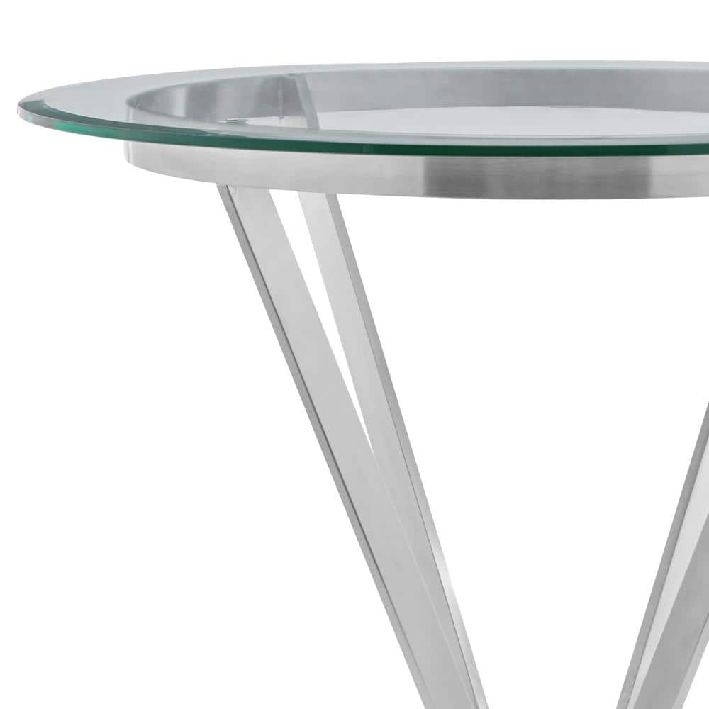 36" Naomi Round Glass & Stainless Steel Counter Height Table