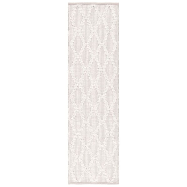 Natura 2 ft. x 8 ft. Ivory Chevron Striped High-Low Runner Rug