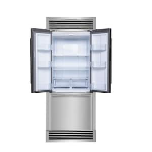 30 in 17.5 cu ft French Door No Frost Refrigerator with Ice Marker in Stainless Steel with Decorative Grill