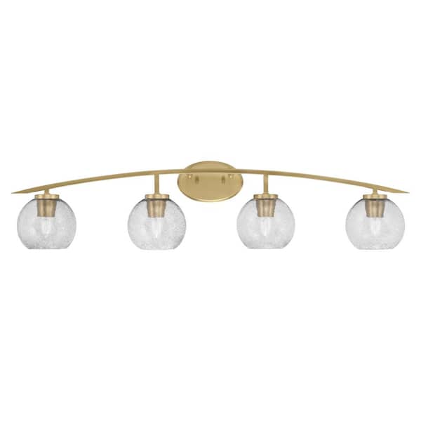 Unbranded Siena 40 in. 4-Light Vanity Light New Age Brass with Smoke Bubble Glass Shades