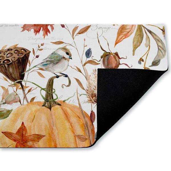 Harvest Home Sketchbook Orange 18 in. x 30 in. Polyester Non-Slip Outdoor Door Mat