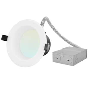 4 in. LED Recessed Light w/J-Box 12-Watt Selectable 1850 Lumens 4 Color Selectable Dimmable Wet Rated IC Rated (1-Pack)