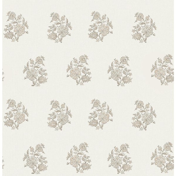 Erin Gates Brown Overbrook Taupe Bouquet Toss Wallpaper Sample
