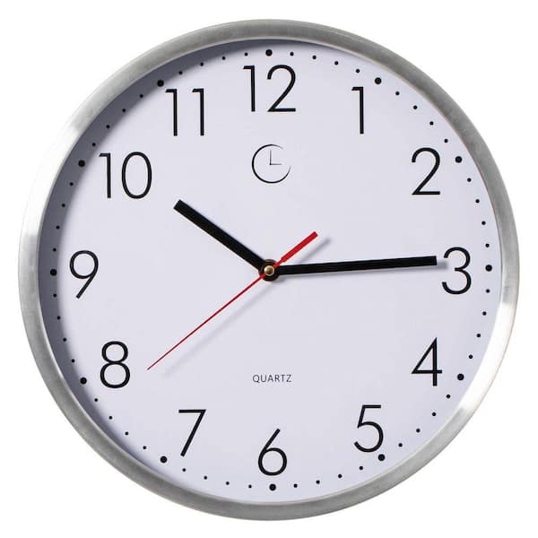 12" Waterproof Aluminum Wall Clock Battery Operated Precision Quartz Movement Weather Resistant Metal Frame