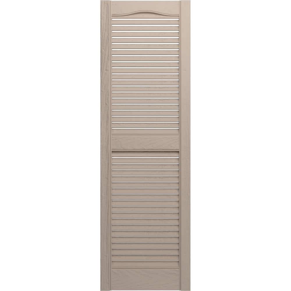 12 in. x 52 in. Louvered Vinyl Exterior Shutters Pair in Wicker