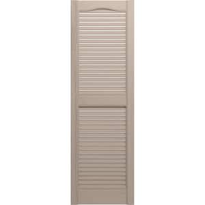 12 in. x 55 in. Louvered Vinyl Exterior Shutters Pair in Wicker