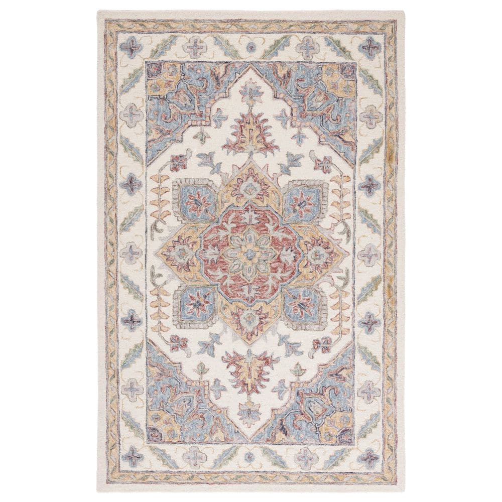 Ivory and Rust Hand-Tufted Wool Rectangular Area Rug