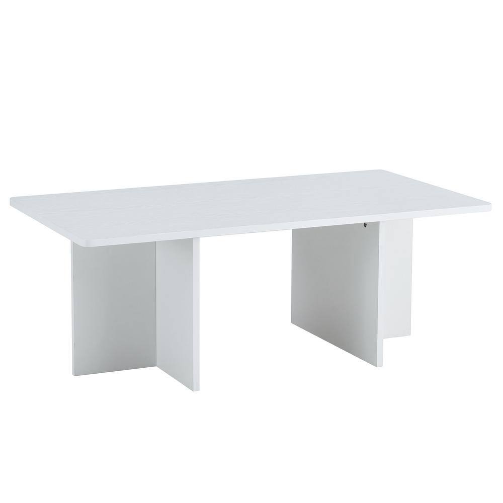 Modern 44.8 in. White Rectangle Wood Coffee Table