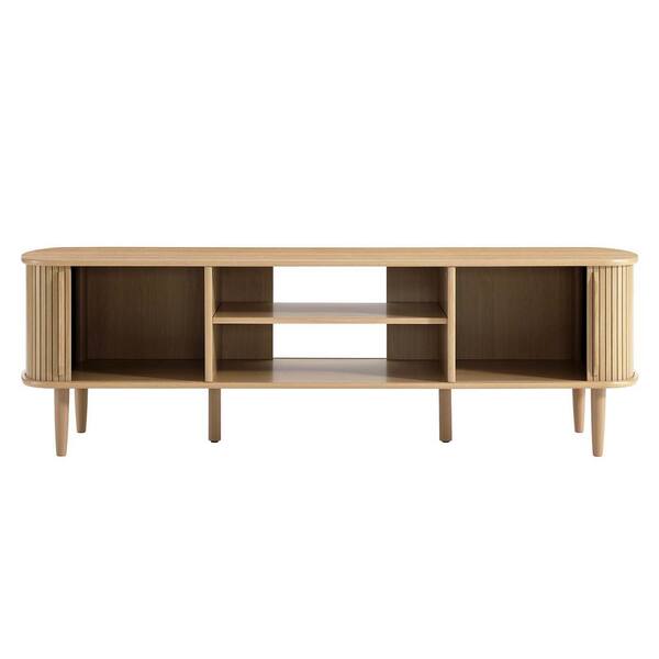 MODWAY Contour 63 in. Wood TV Stand in Oak EEI-6795-OAK - The Home