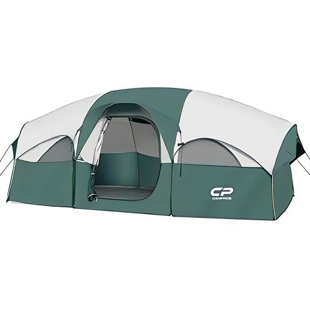 Green 8 Person Camping Tents, Weather Resistant Family Tent, 5 Large Mesh  Windows, Double Layer, Divided Curtain ZP-29 - The Home Depot