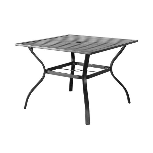 TOP HOME SPACE Square Metal 28.3 in. Outdoor Dining Table with Extension