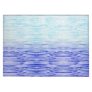 Surfside 1 ft. 8 in. x 2 ft. 6 in. Blue Geometric Indoor/Outdoor Area Rug