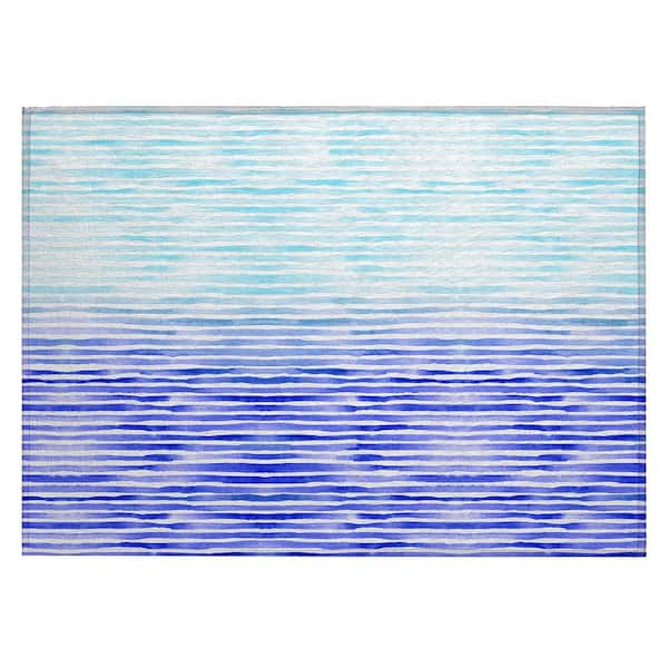 Addison Rugs Surfside 1 ft. 8 in. x 2 ft. 6 in. Blue Geometric Indoor/Outdoor Area Rug