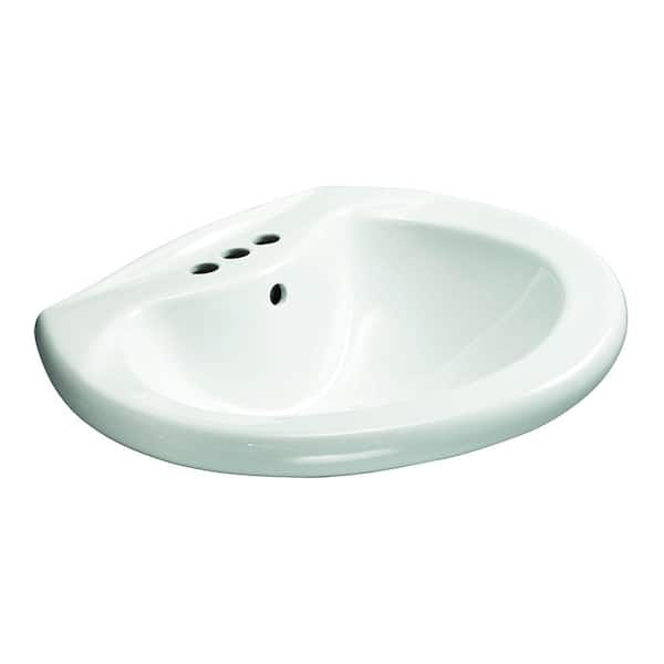 Glacier Bay Shelburne 8.2 in. Pedestal Sink Basin in White Vitreous China