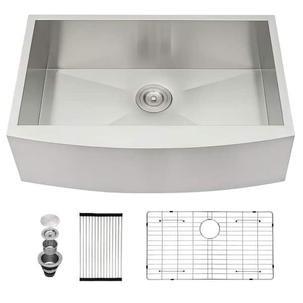 36 in. x 20 in. Farmhouse Single Bowl 18-Gauge Stainless Steel Undermount Apron Kitchen Sink with Bottom Grid