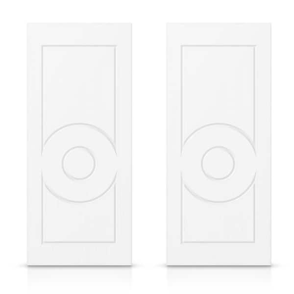 72 in. x 96 in. Hollow Core White Painted Composite MDF Interior Double Closet Sliding Doors