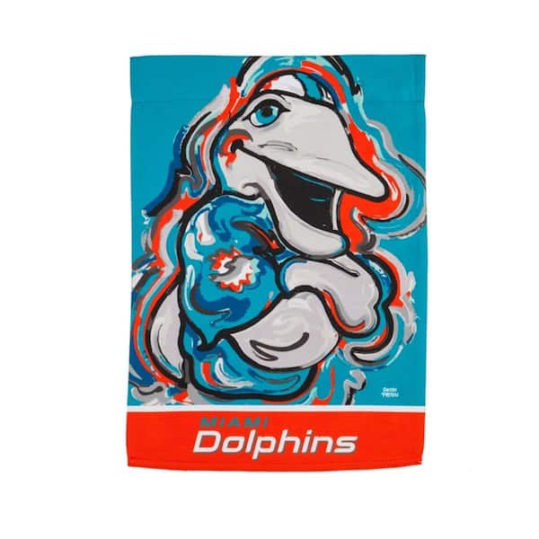 Evergreen 12.5 in. x 18 in. Miami Dolphins Justin Patten Artwork Mascot Garden Flag